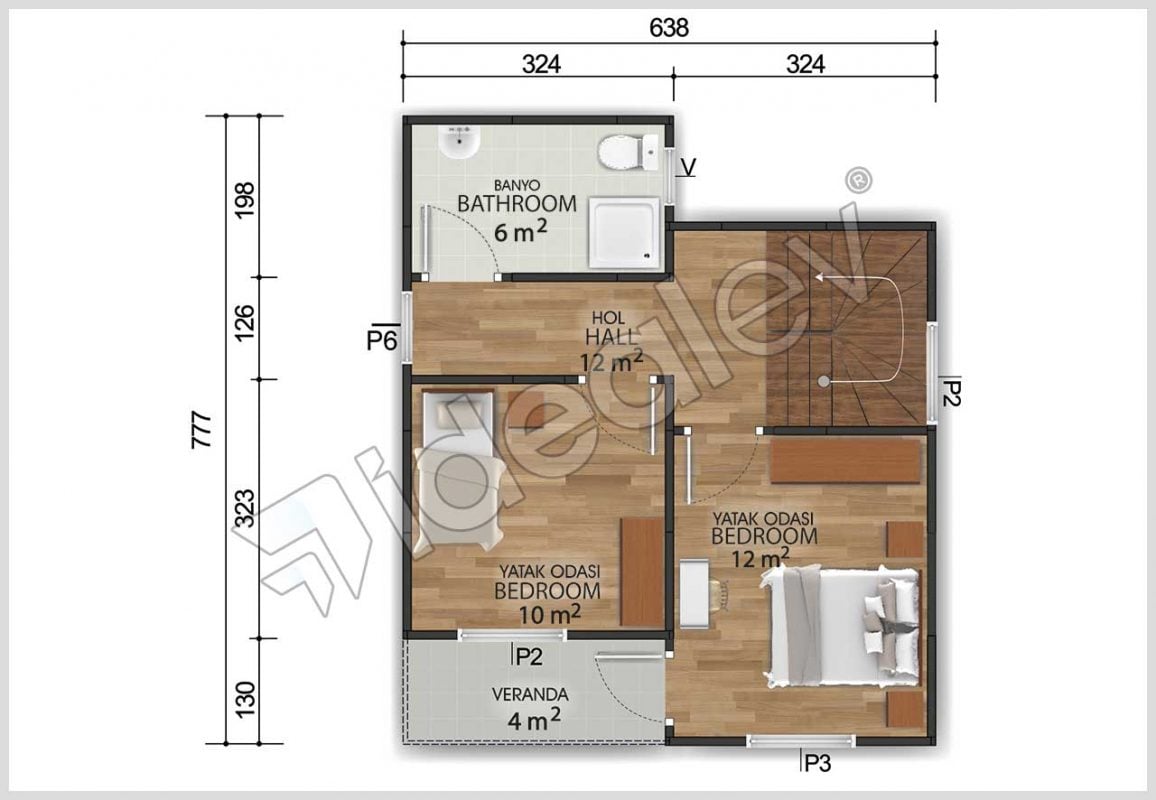 Dubleks Prefabrik Ev 92 m² Prefabrik Evim