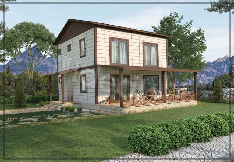 Dubleks Prefabrik Ev 123 m2 Dik Çatılı Prefabrik Evim