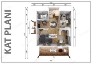 Alternative view of 150 m2 Kampanyalı Dubleks Prefabrik Ev