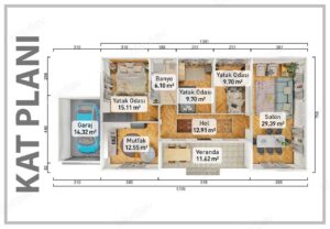 Alternative view of 121 m2 Kampanyalı 3+1 Prefabrik Ev