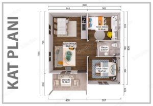 Alternative view of 75 m2 Kampanyalı 2+1 Prefabrik Ev