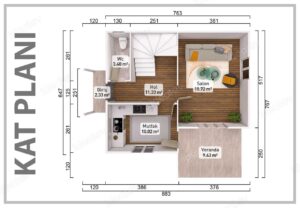 Alternative view of 110 m2 Kampanyalı Dubleks Prefabrik Ev