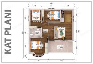 Alternative view of 81 m2 Kampanyalı 3+1 Prefabrik Ev