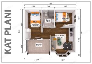 Alternative view of 50 m2 Kampanyalı 2+1 Prefabrik Ev
