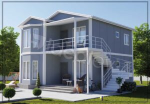 152 m2 Çift Katlı İkiz 2+1 Prefabrik Ev - Görsel 4