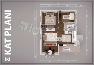 152 m2 Çift Katlı İkiz 2+1 Prefabrik Ev - Görsel 3
