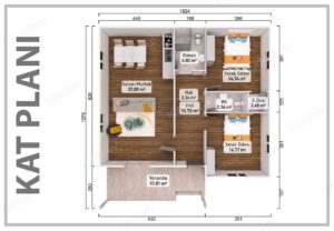 103 m2 Tek Katlı 2+1 Prefabrik Ev 19 103 m2 Tek Katlı 2+1 Prefabrik Ev - Görsel 2