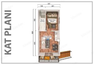 33 m2 Tek Katlı 1+1 Prefabrik Ev - Görsel 4