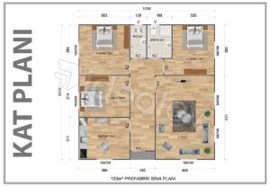 Alternative view of 103 m2 Prefabrik Deprem Evi