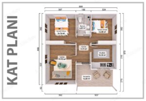84 m2 Süper Kampanyalı 2+1 Prefabrik Ev 9 84 m2 Süper Kampanyalı 2+1 Prefabrik Ev - Görsel 2