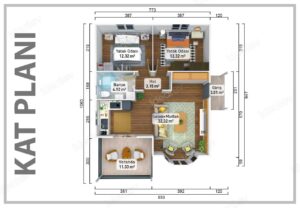 Alternative view of 79 m2 Kampanyalı 2+1 Prefabrik Ev