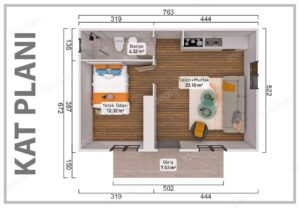 Alternative view of 47 m2 Kampanyalı 1+1 Prefabrik Ev