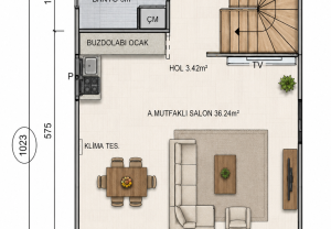 Alternative view of 116 m2 Kampanyalı 2+1 Dubleks Prefabrik Ev