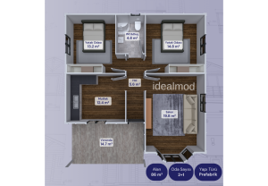 86 m2 Süper Kampanyalı 2+1 Prefabrik Ev - Görsel 4