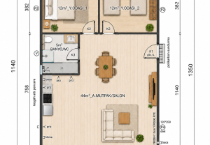87 m2 Kampanyalı 2+1 Prefabrik Ev - Görsel 3