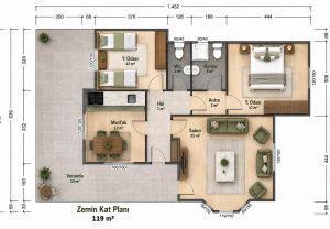 119 m2 Çelik Ev 7 119 m2 Çelik Ev - Görsel 3