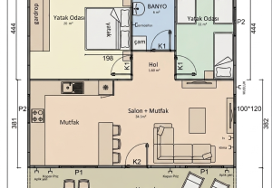 Alternative view of 97 m2 Kampanyalı 2+1 Prefabrik Ev