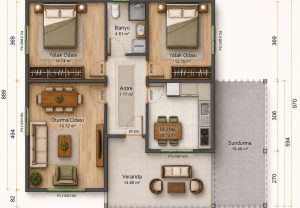 Alternative view of 99 m2 2+1 Prefabrik Ev